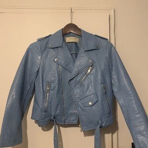 Zara Blue Leather Jacket